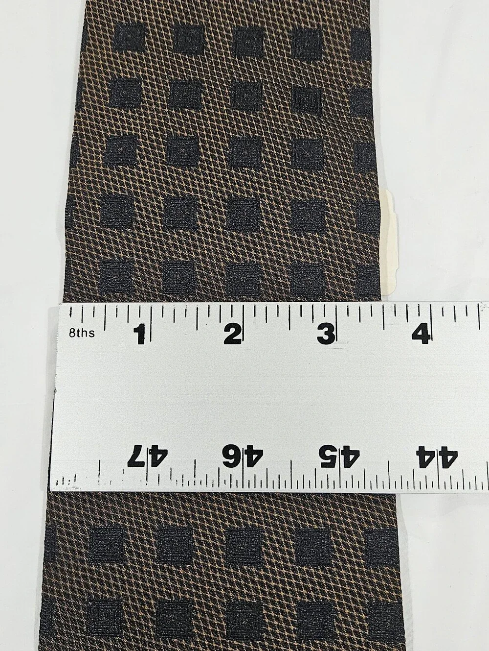 Today's Man Silk Necktie Bronze Black Geometric Square Pattern Made in Italy NWT